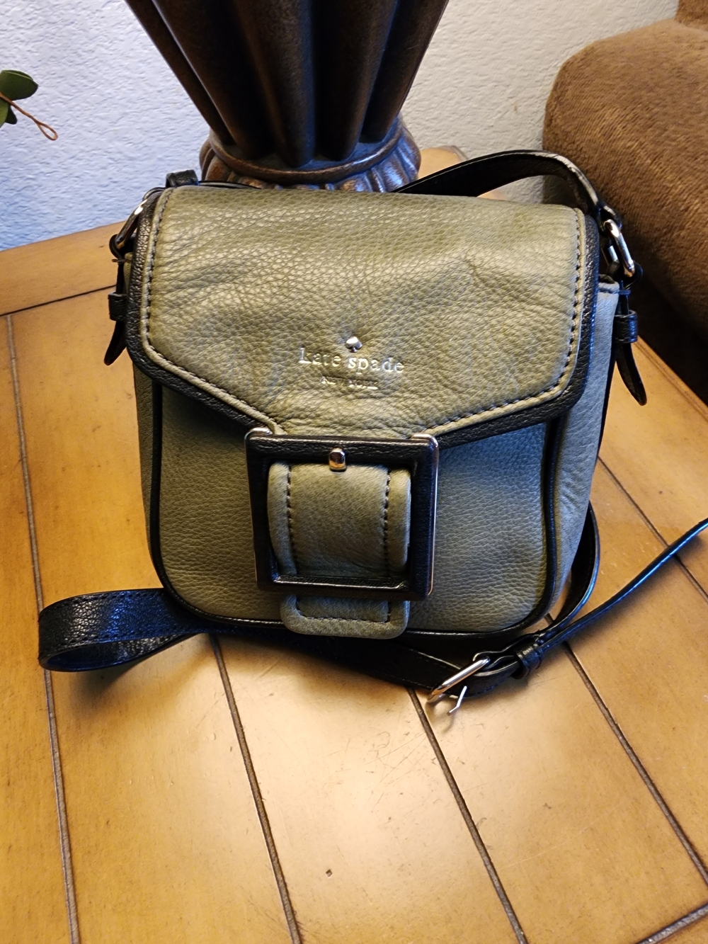 Kate Spade Olive Green Leather Crossbody Bag